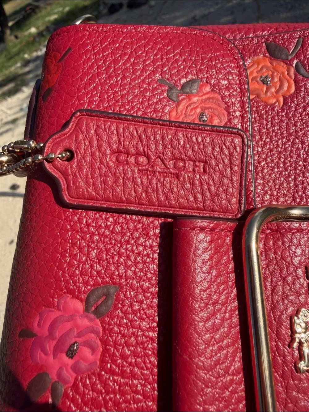 Coach Morgan Top Handle Satchel With Flower Print in Pink Pebble Leather - Picture 7 of 13